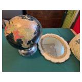 Decorative Globe and Oval Mirror