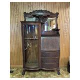 Wooden Secretary Desk and Display Cabinet Combination