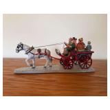 Miniature Figurine of Horse-Drawn Carriage with Passengers