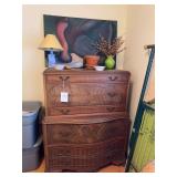 Walnut Four-Drawer Dresser with Additional Top Cabinet
