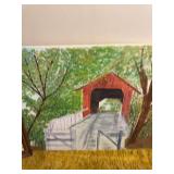 Covered Bridge Landscape Painting and Framed Scripture