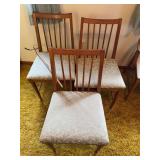 Set of Five Wooden Dining Chairs with Upholstered Seats