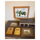 Framed John Deere Tractor Advertising and Tractor Pull Plaques