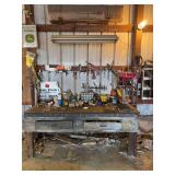 Workbench with Power Smart Drill Press and Various Tools