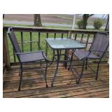 Outdoor Dining Set with Two Chairs and Glass Top Table