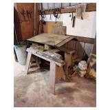 Assorted Woodworking Items including Saw Horses and Table