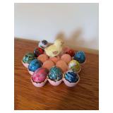 Ceramic Egg Holder with Eggs and Santa Plate