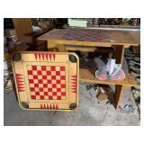 Board Game Table with Checkered Surface and Additional Game Boards