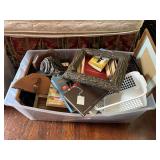 Assorted Collection of frames and books in Storage Container