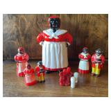 Mammy Ceramic Figural Cookie Jar and Black Americana Salt and Pepper Shakers