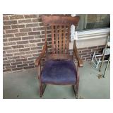 Wooden Rocking Chair with Upholstered Seat