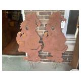 Pair of Metal Santa Lawn Ornaments