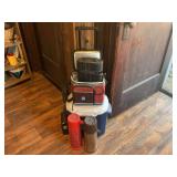 Cooler, Thermoses, Radio and Bottle Carrier Lot
