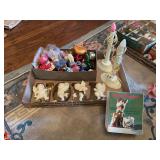 Assorted Vintage Christmas Decorations Including Ornaments, Candle Holders, and Figurines