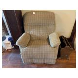 Upholstered La-Z-Boy Recliner and Wood Magazine Rack