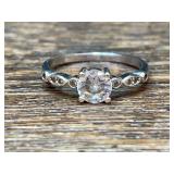 Sterling Silver Round Stone Ring