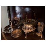 Silver Plated and Glass Tableware Assortment