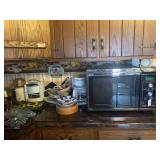 Kitchenware Assortment with Sunbeam Oskar Food Processor, Black & Decker Lids Off Coffee Maker, Amana Radar Range Microwave and Assorted Dining Wares