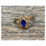 10K Gold Ring with Blue Stone