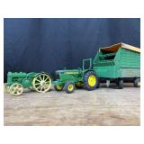 (3) 1/16 John Deere Tractors + Forage Wagon Ertl