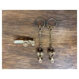 (3) Allis Chalmers Tie Clip + Keychains