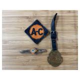 (3) AC Watch Fob, Tie Clip, Patch