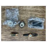 (5) Allis Chalmers Tie Clips, Pins, Keychain