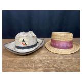 (2) Allis Chalmers Cowboy Hat + Straw Hat