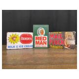 (3) Borden, Red Man, Mail Pouch SST Signs