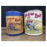 (2) Plow Boy Tobacco Containers