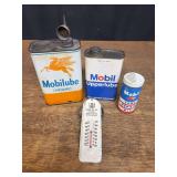 (4) Mobil Cans + Thermometer