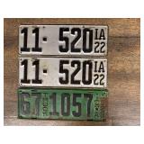 (3) Iowa License Plates