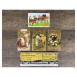 (5) Trade Cards, Postcard, Menu