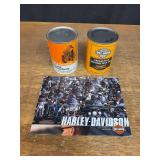 (3) Harley-Davidson Oil Cans + Annual Report