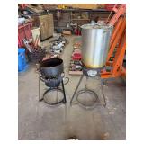 Two propane bases and a turkey pot