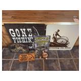 Fishing Sign Lot - large signs are 24 inches tall