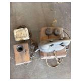 Two antique phones in a Westinghouse clock