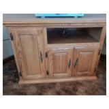 Oak Media Console Cabinet with Storage