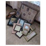 Assorted Collection of Decorative Picture Frames and Wall Clock
