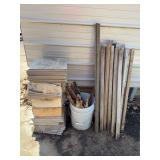 Large Stack of 13” and 12” Tile, Concrete Spikes and Ballisters