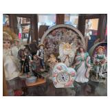 Collection of Decorative Porcelain Figurines and Christmas Collector Plates