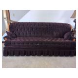Tufted Upholstered Sofa with Wooden Accents