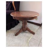 Round Wooden Pedestal Side Table