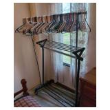 Rolling Garment Rack with Assorted Plastic Hangers