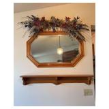 Octagonal Wall Mirror with Oak Frame