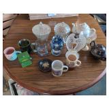 Assorted Decorative Glassware, Teapots, and Collectible Mugs Collection