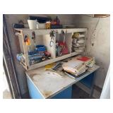 Old computer desk and papers