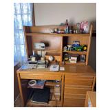 Computer desk and computer everything on it