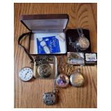 Collection of Decorative Pocket Watches and Timepieces