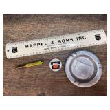 (4) Oliver Ruler, Ashtray, Bullet Pencil, Button